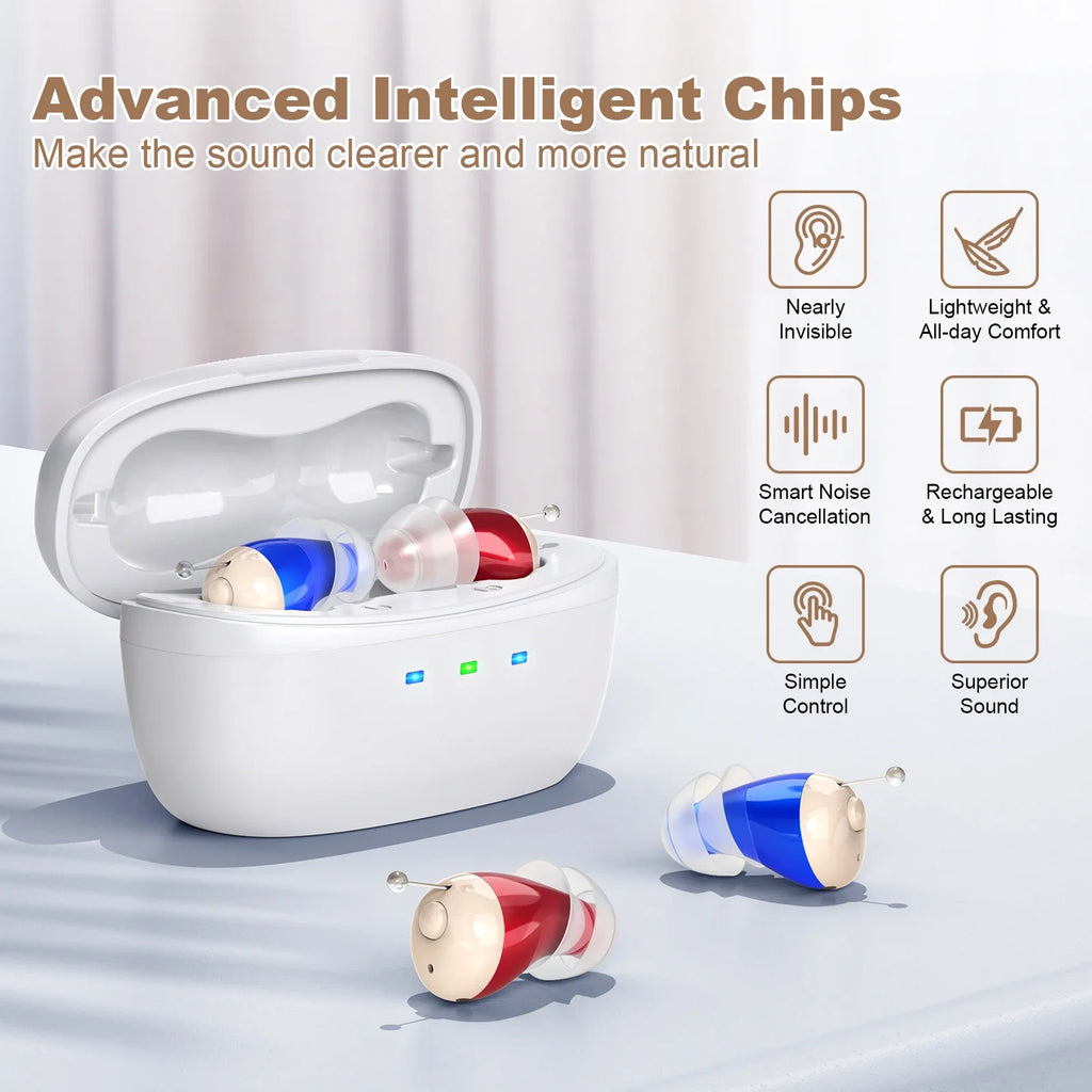 OTC Hearing Amplifier Earbuds — Intelligent Noise Reduction Sound Amplifier