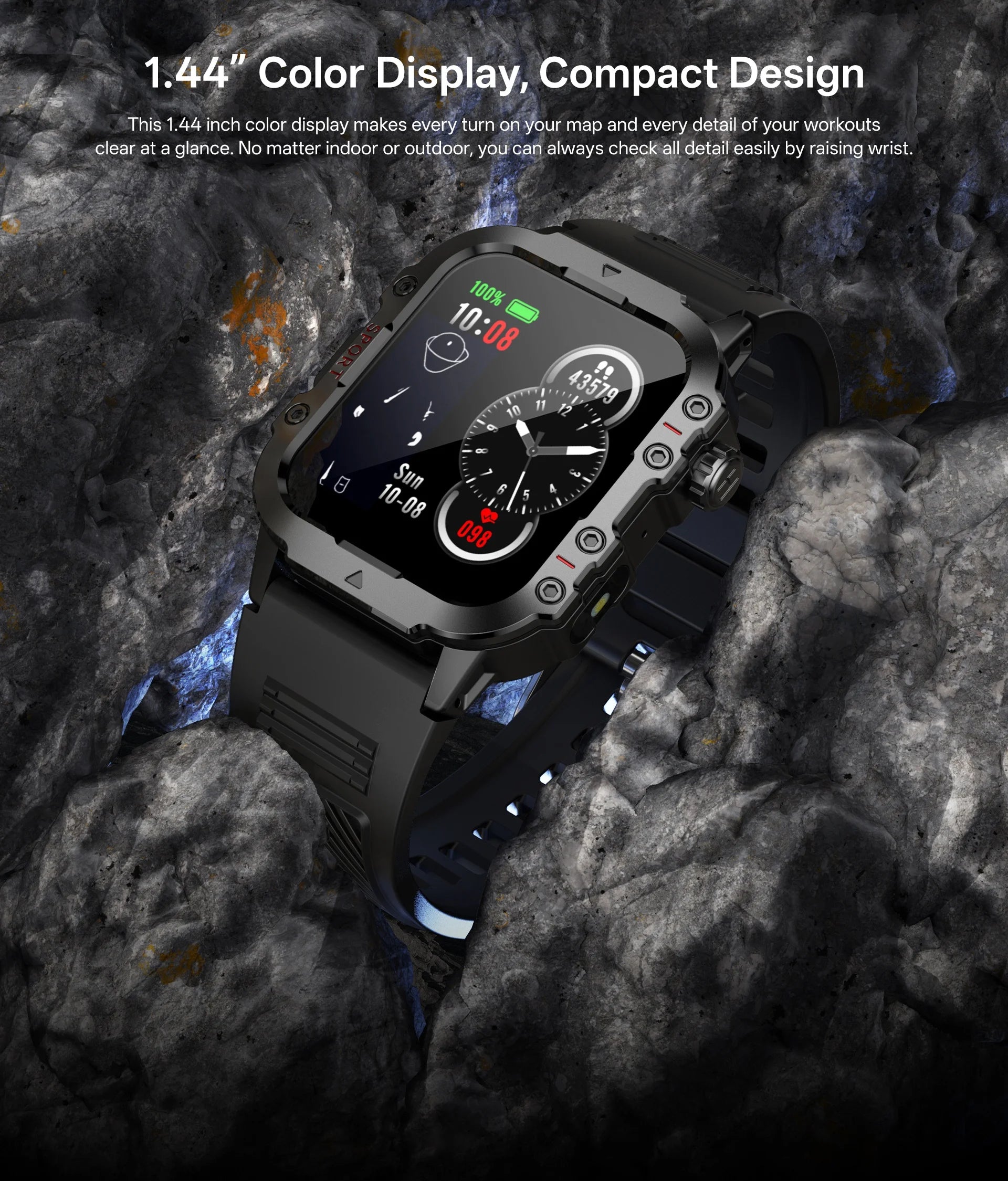 Smart Watch — 1.44" Bluetooth Call Blood Oxygen Monitor for Women & Men