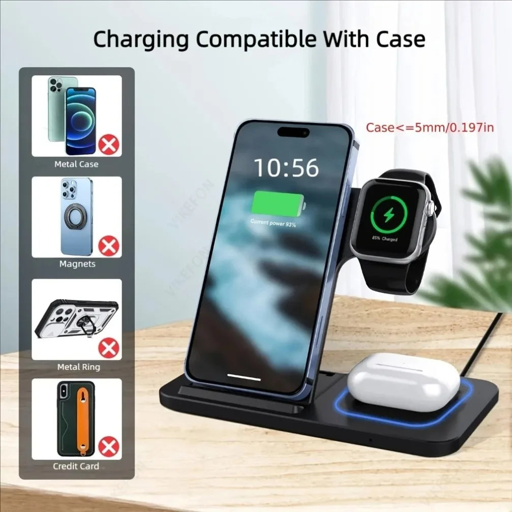 3-in-1 Foldable Wireless Charging Station — iPhone, Apple Watch Ultra & AirPods Pro