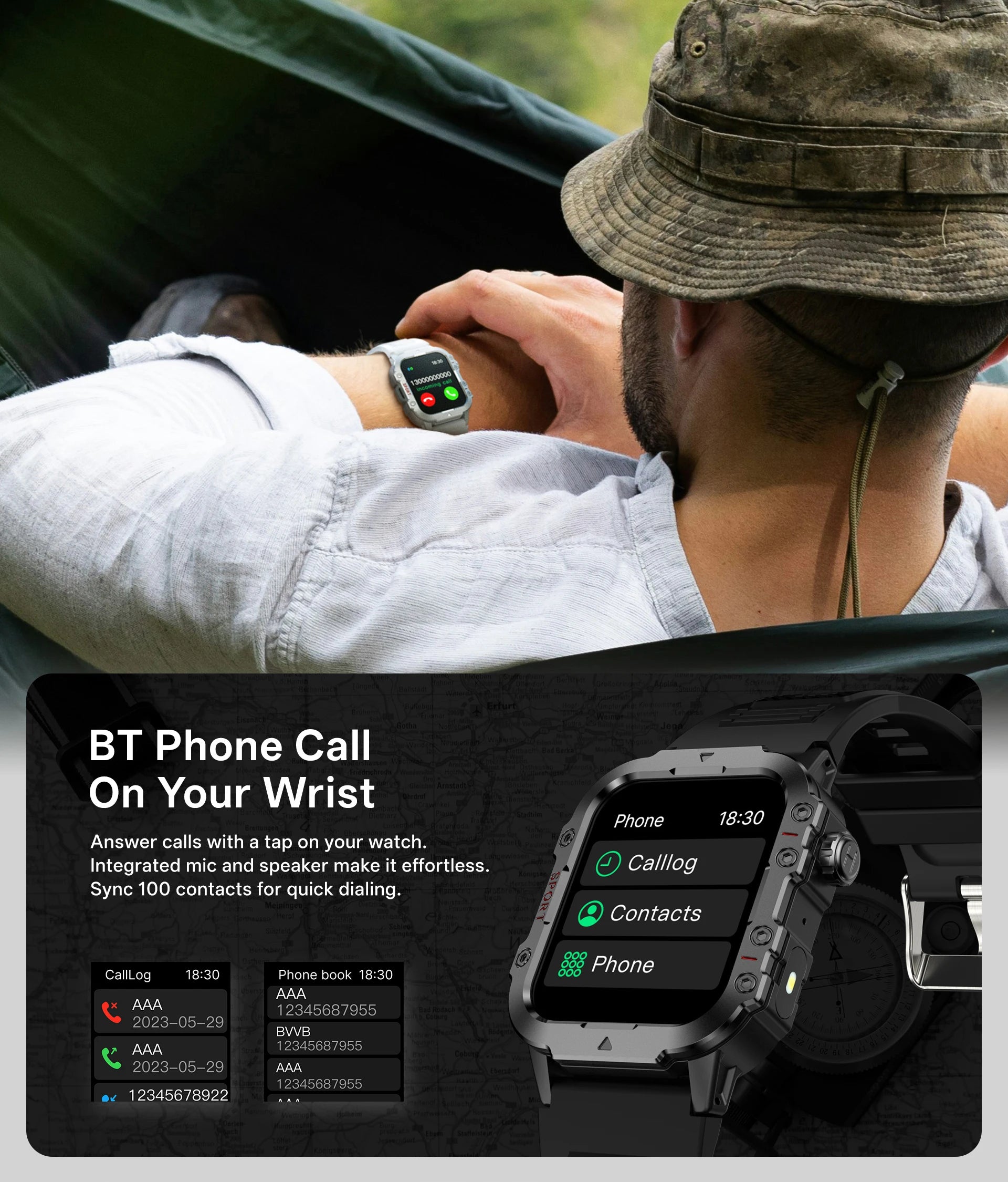 Smart Watch — 1.44" Bluetooth Call Blood Oxygen Monitor for Women & Men