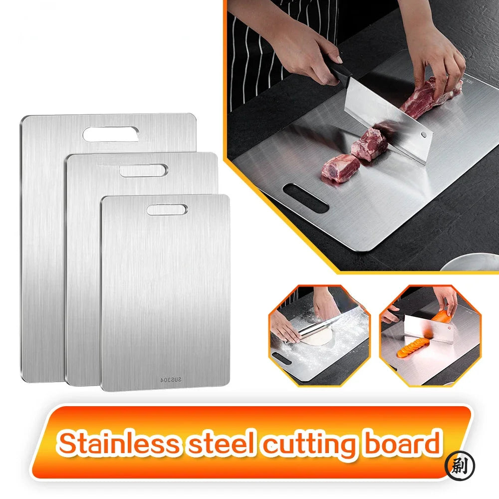 Thickened Double-Sided Cutting Board — Stainless Steel & Kneading Dough Board