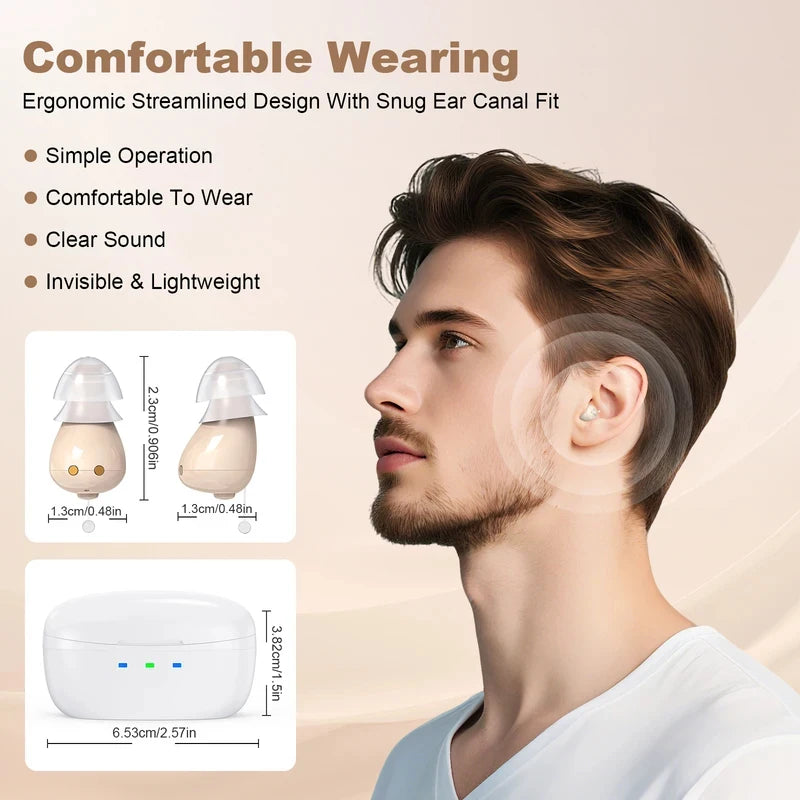 OTC Hearing Amplifier Earbuds — Intelligent Noise Reduction Sound Amplifier