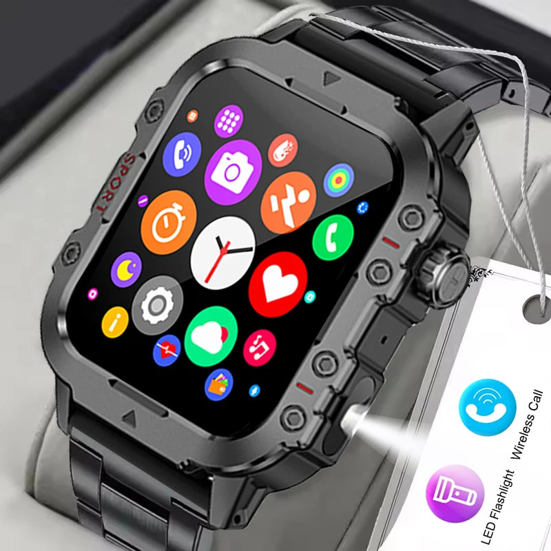 Military Smart Watch for Men — IP67 Waterproof Outdoor Sports Fitness Tracker