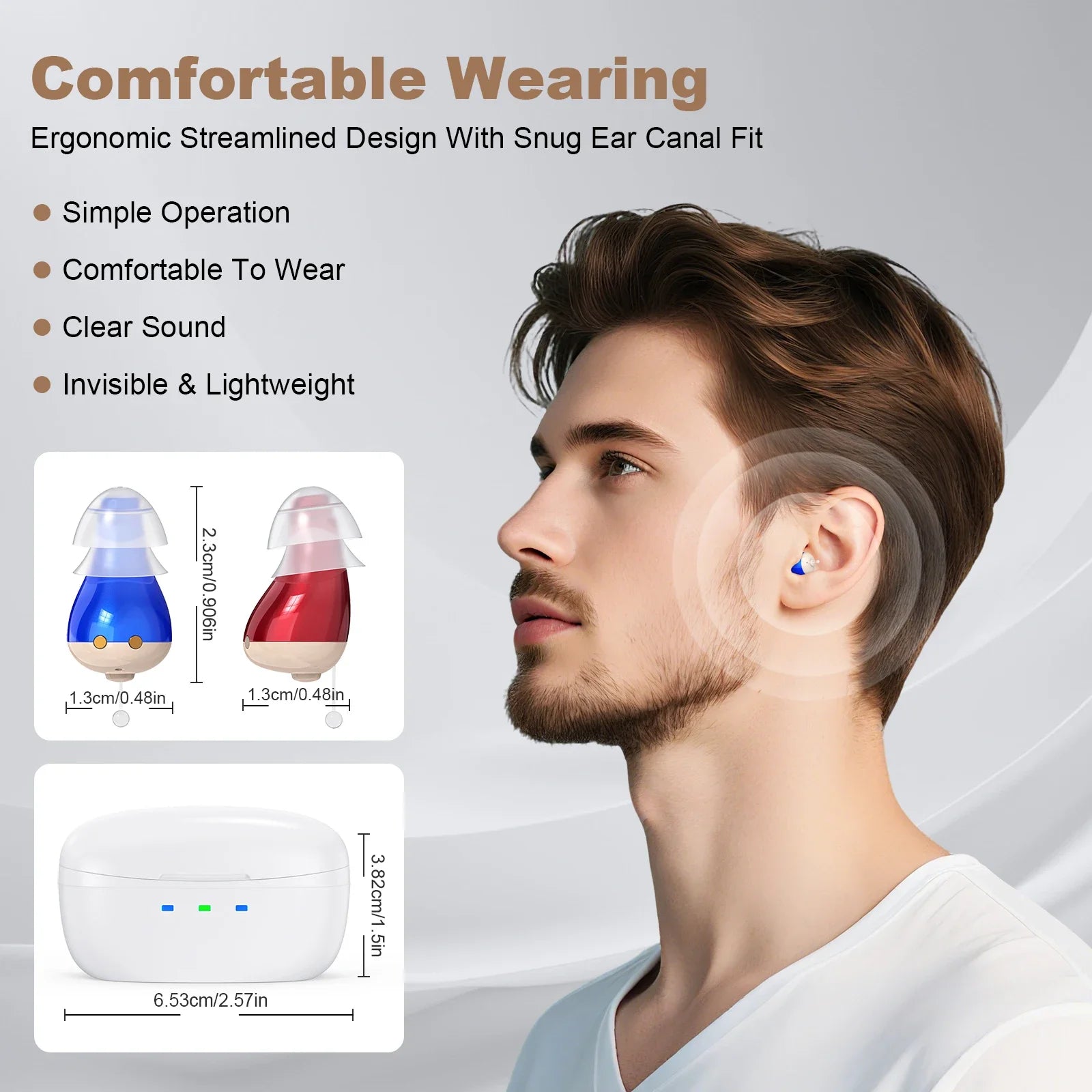 OTC Hearing Amplifier Earbuds — Intelligent Noise Reduction Sound Amplifier