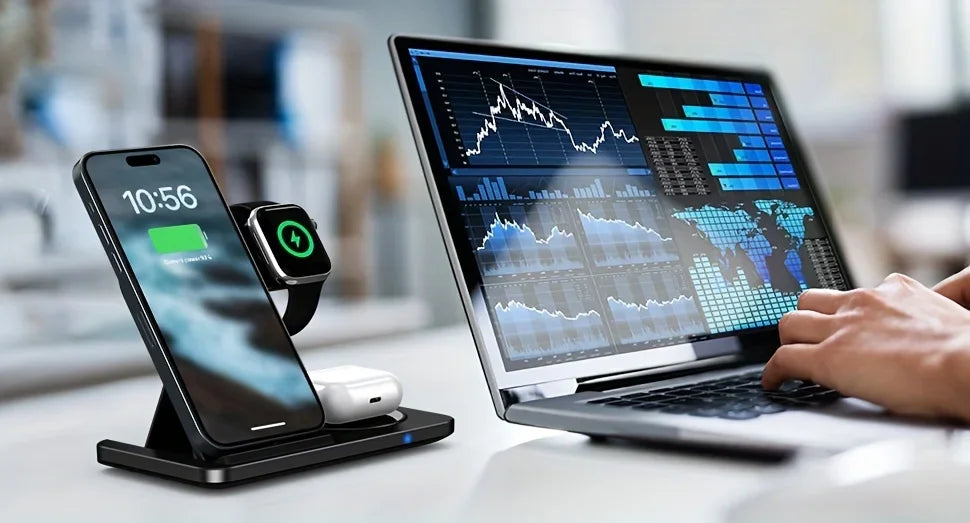 3-in-1 Foldable Wireless Charging Station — iPhone, Apple Watch Ultra & AirPods Pro