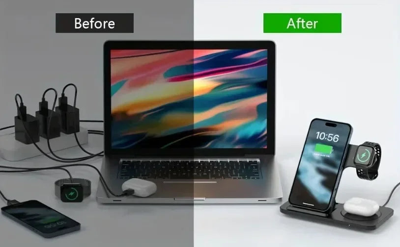 Foldable 3-in-1 Wireless Charging Station — iPhone, Apple Watch & AirPods