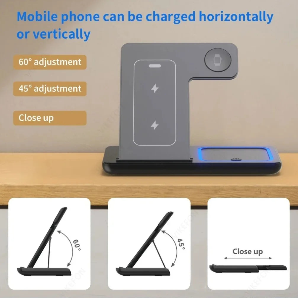 3-in-1 Foldable Wireless Charging Station — iPhone, Apple Watch Ultra & AirPods Pro