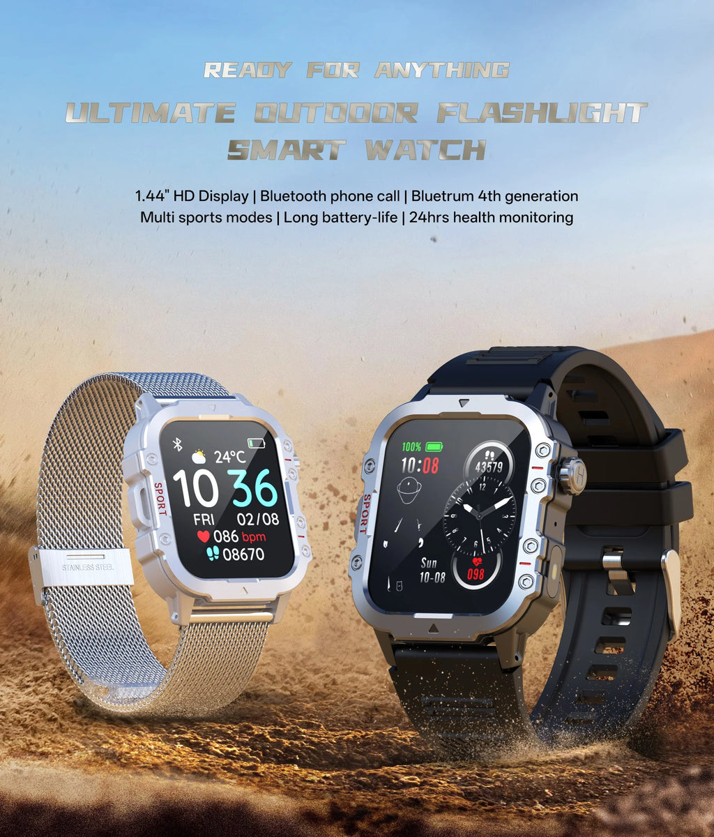 Military Smart Watch for Men — IP67 Waterproof Outdoor Sports Fitness Tracker