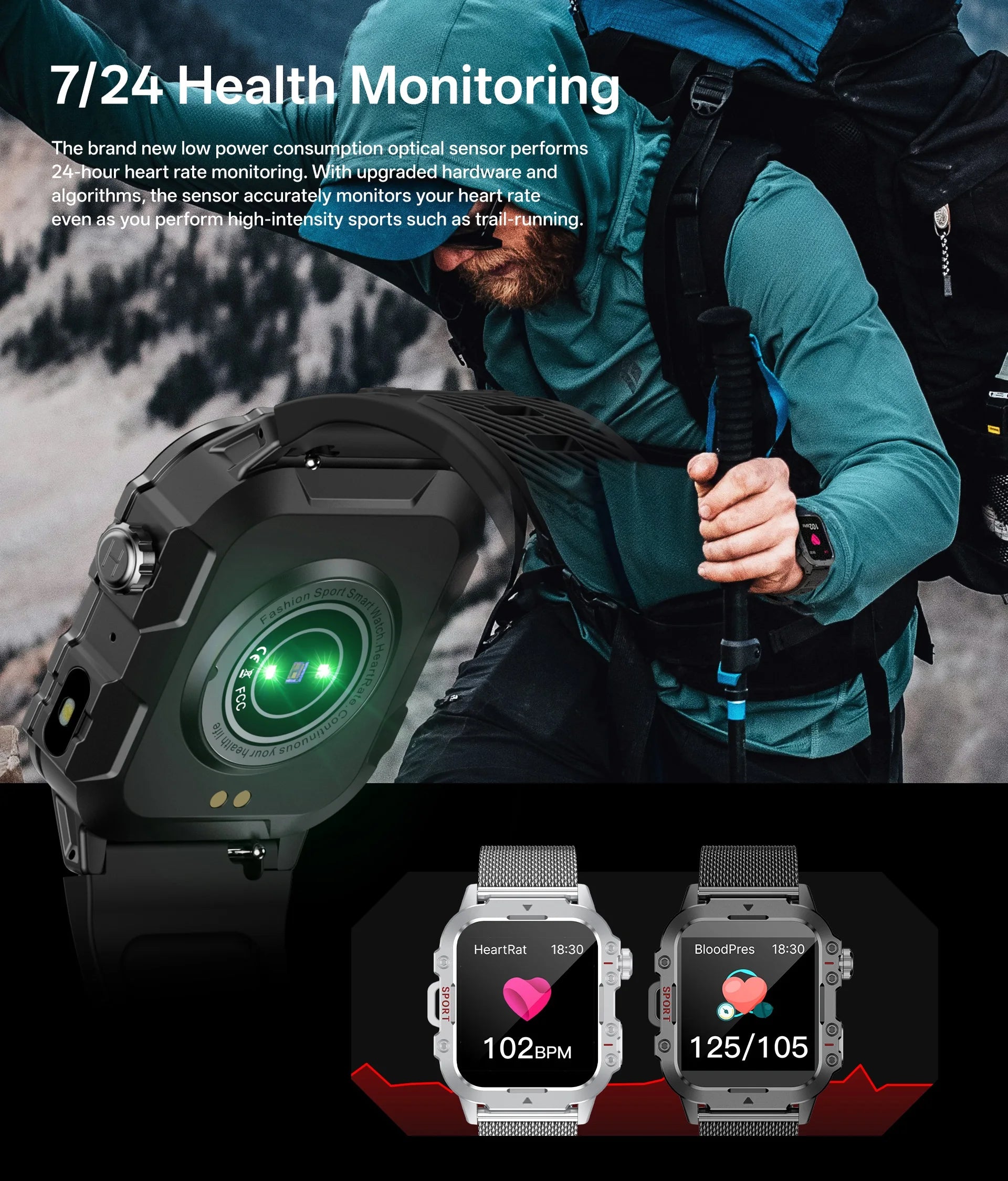 Smart Watch — 1.44" Bluetooth Call Blood Oxygen Monitor for Women & Men