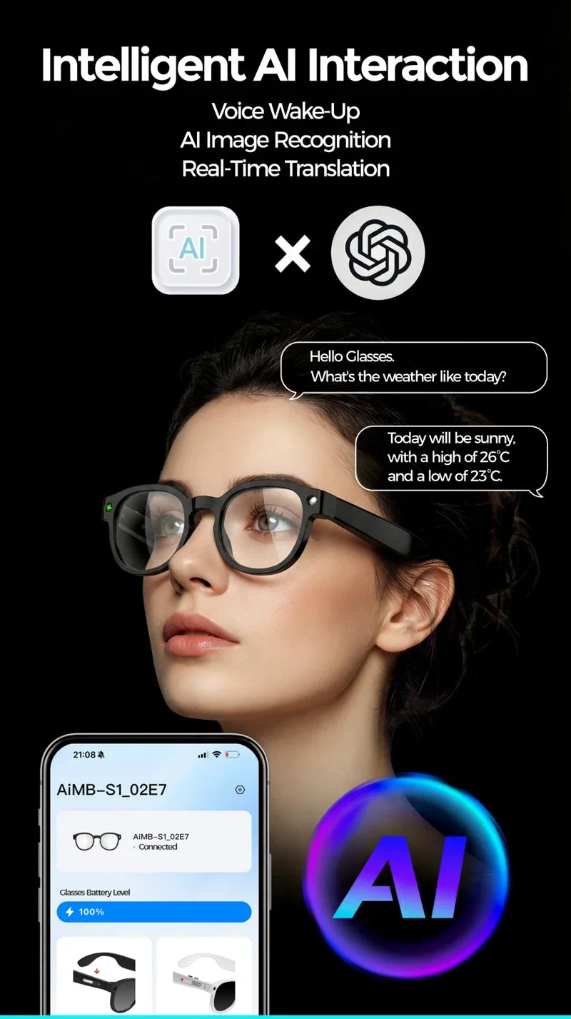 AI Smart Glasses 2026 — 8MP HD Camera, Bluetooth Call & Music