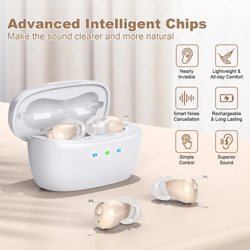 OTC Hearing Amplifier Earbuds — Intelligent Noise Reduction Sound Amplifier