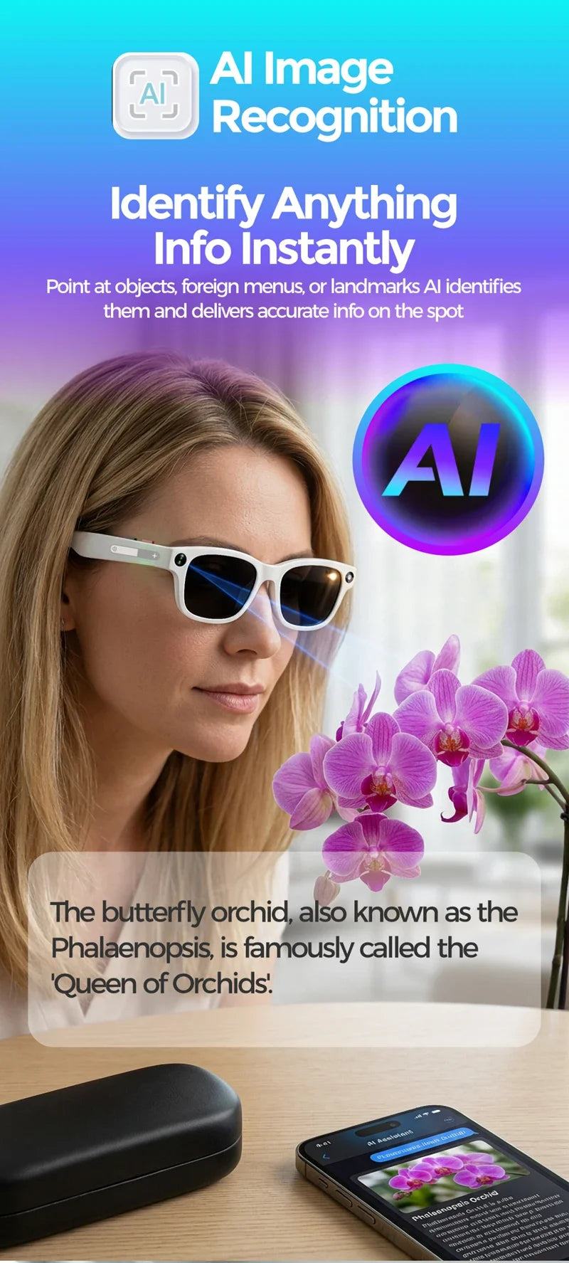 AI Smart Glasses 2026 — 8MP HD Camera, Bluetooth Call & Music