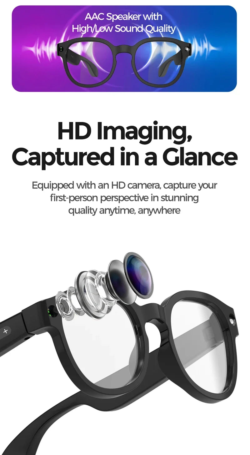 AI Smart Glasses 2026 — 8MP HD Camera, Bluetooth Call & Music