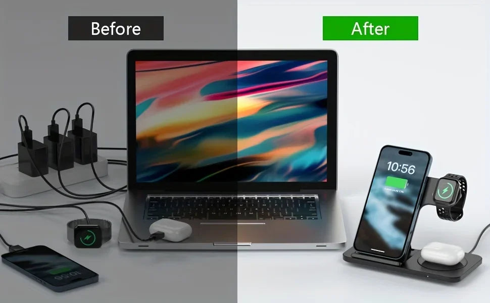 3-in-1 Foldable Wireless Charging Station — iPhone, Apple Watch Ultra & AirPods Pro