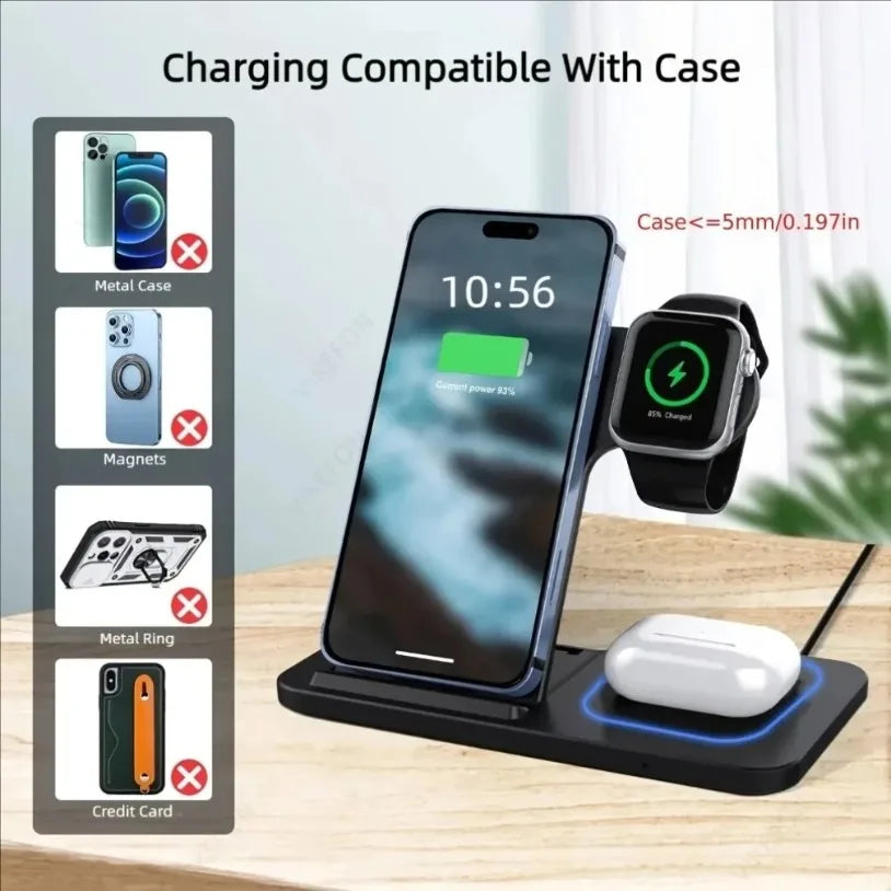 Foldable 3-in-1 Wireless Charging Station — iPhone, Apple Watch & AirPods