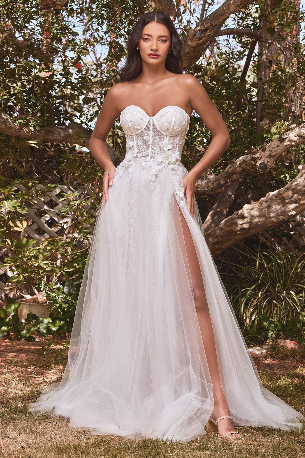 Strapless Floral Ball Gown — Elegant Bridal Wedding Dress